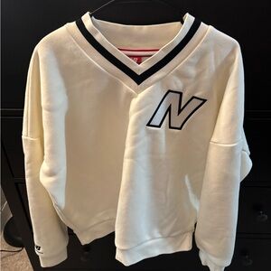 New Balance Cream Sweatshirt with Black and Red Trim